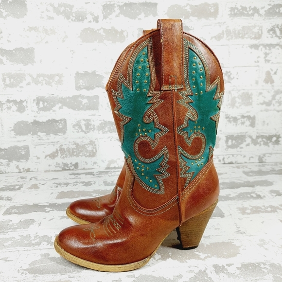 Very Versatile Shoes - Very Versatile Women's Teal Brown Western Cowboy Cowgirl Boots H336